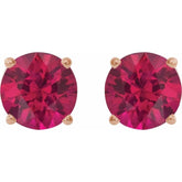 14K Rose 8 mm Lab-Grown Ruby Stud Earrings
